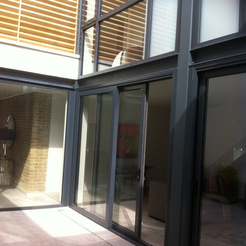 Anthracite aluminium sliding patio doors fitted in Golders Green